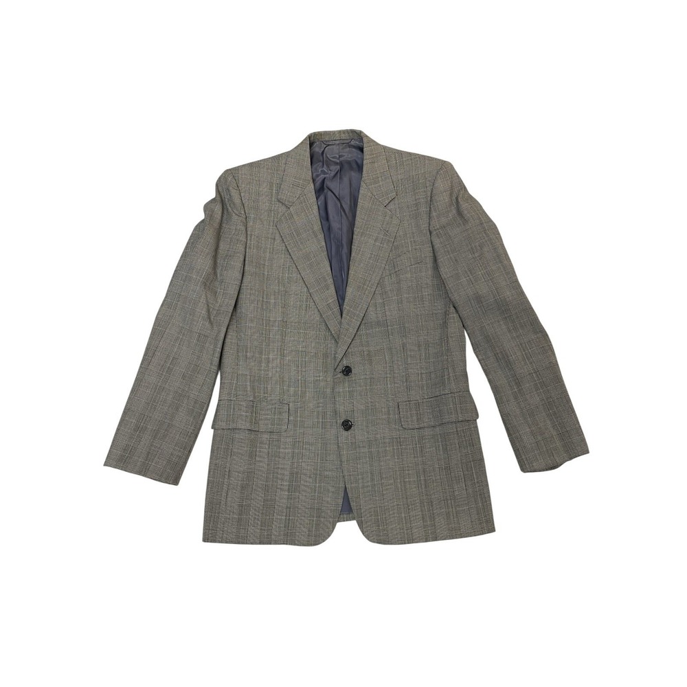 Hickey Freeman 40R Wool Blazer Gray Plaid 2 Button Classic‎ Fit